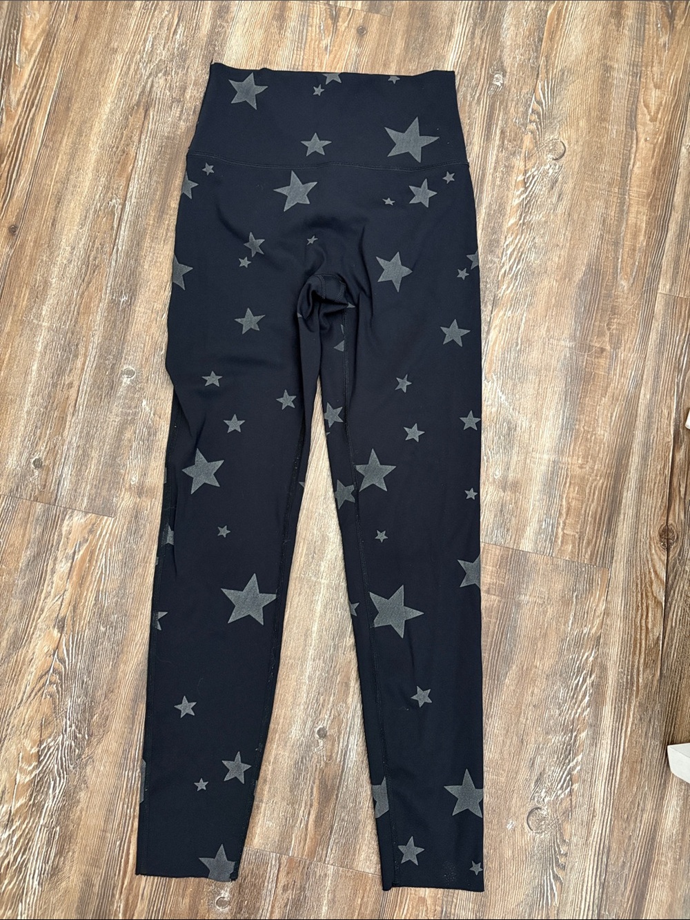 aerie Black Leggings with Gray Star Pattern